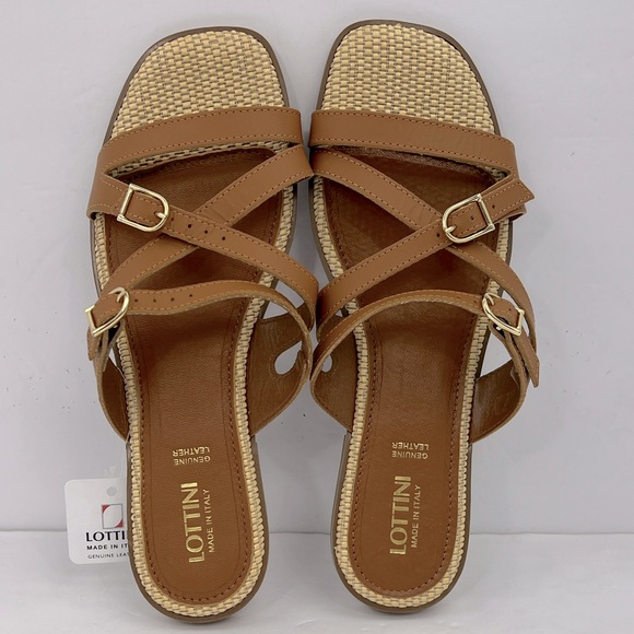 LOTTINI, VACCHETTA MULTI STRAP, BROWN LEATHER FLAT SANDALS, SIZE US 9.5 EU 41 - Picture 2 of 16